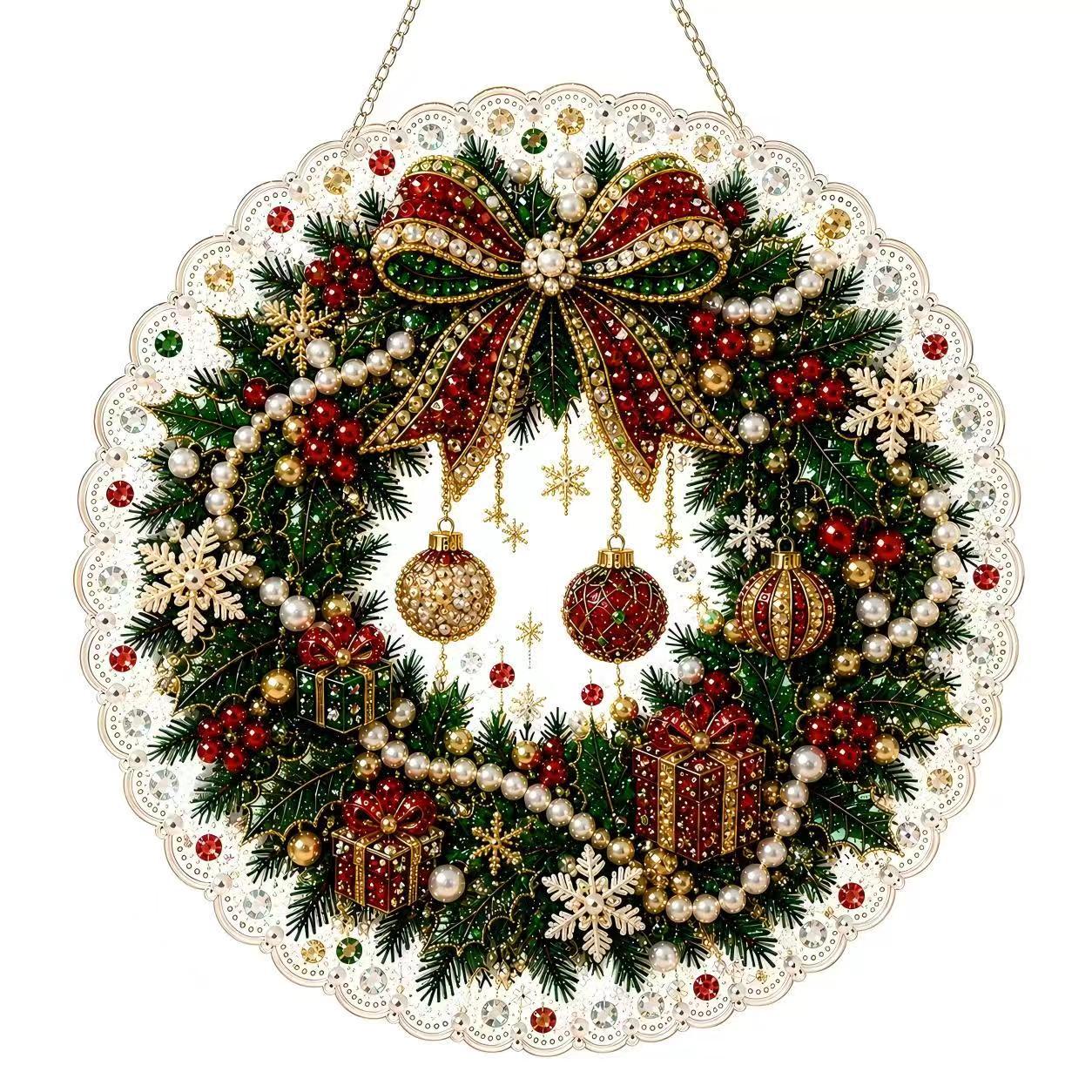 DIY diamond painting kit ornament with a pen, glue pad and bead trays