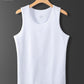 Men's cotton sleeveless vest with a maker size and weight guide