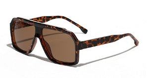 Oversized Y2K sunglasses tortoise frame with double grey lens detail