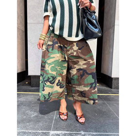 Women's Camouflage Wide-Leg Casual Pants