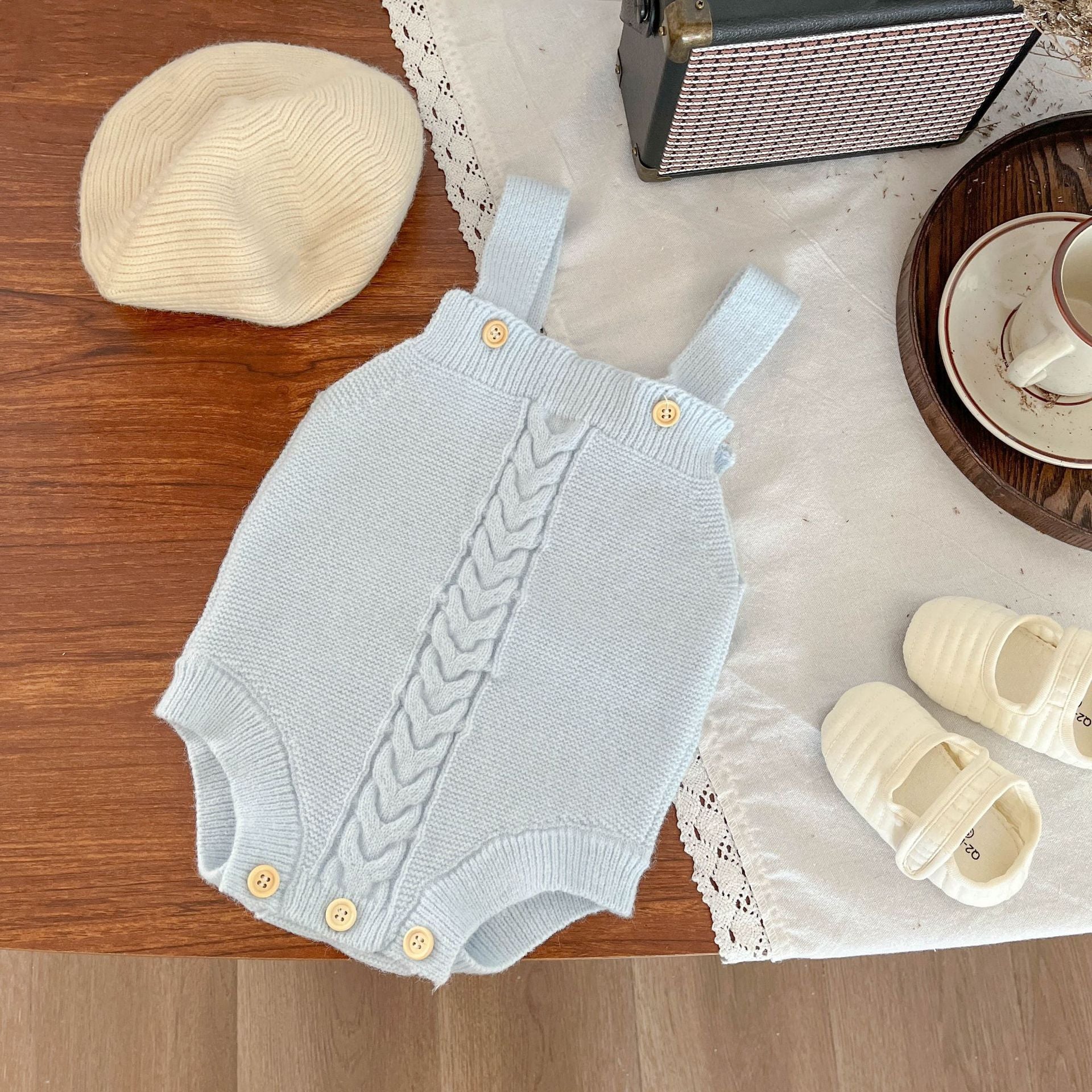 Knitted Suspender Baby Set | lifestyle layered styling