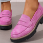 Magenta women's penny loafer with chunky lug sole and 4 cm heel, size EU 41 option