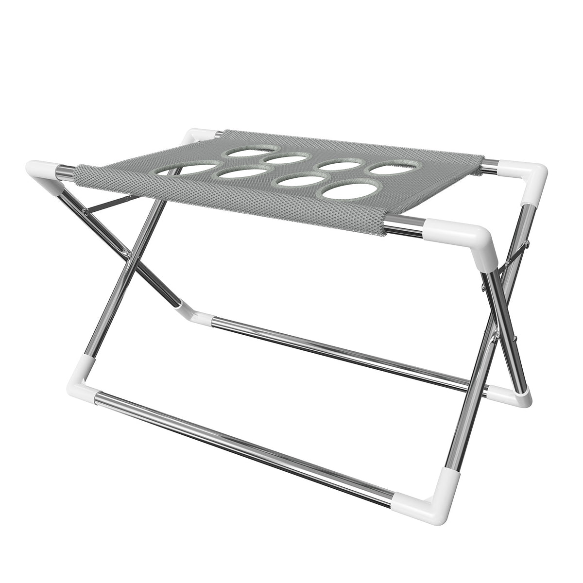 Foldable pet bathing stand, light gray folding bathing stand with mesh top