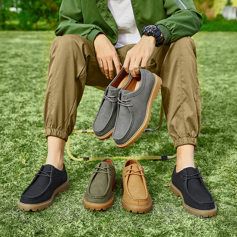 Men's Leather Derby Shoes | scale reference with hand