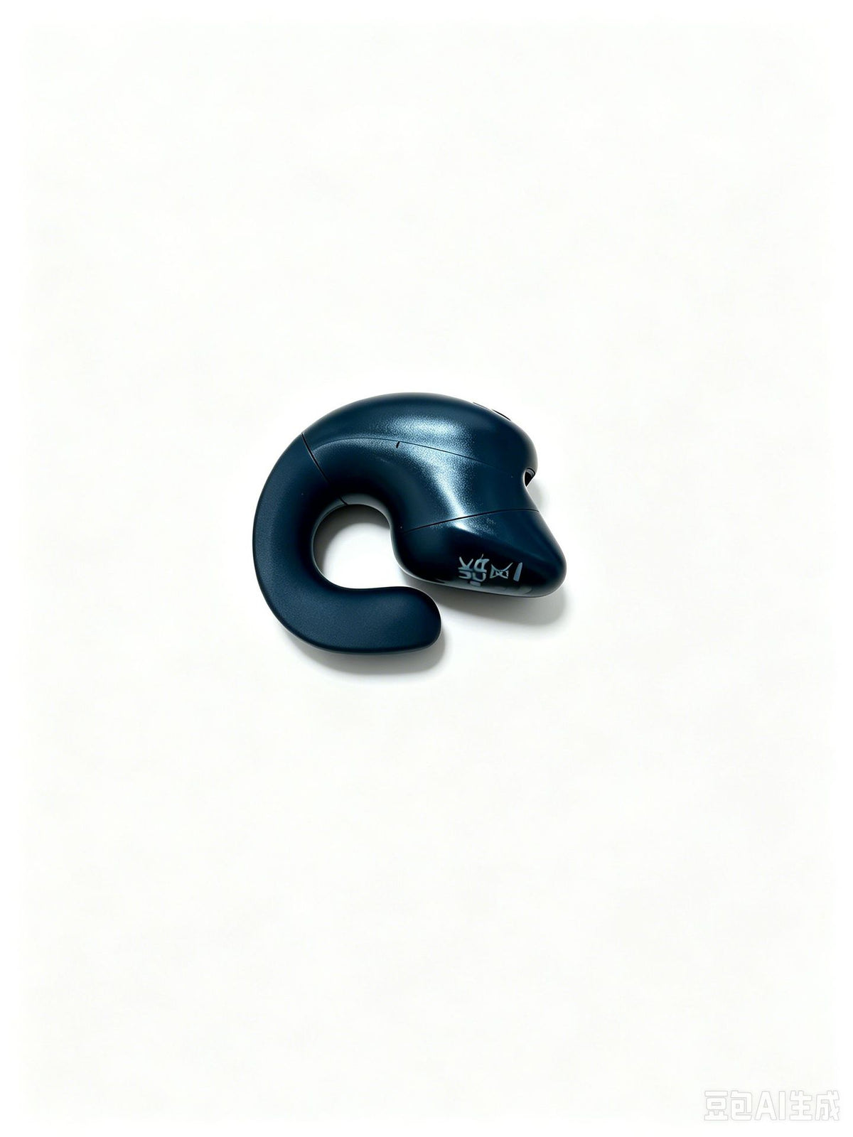 Black option, Bag: dark clip-on earphone on a white background