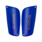 Blue hard shin guard plates printed SPORTS on a white background, Blue Guard option, size Teen M