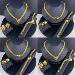 Imitation gold three-piece jewelry set, front view showing the warm polished gold tone