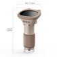 Brown handheld digital microscope with bear style ears and size drawing, 14.4 cm tall and 8 cm wide