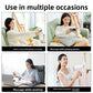 Four scenes of the claw scalp massager worn while watching TV, gaming, working and doing housework