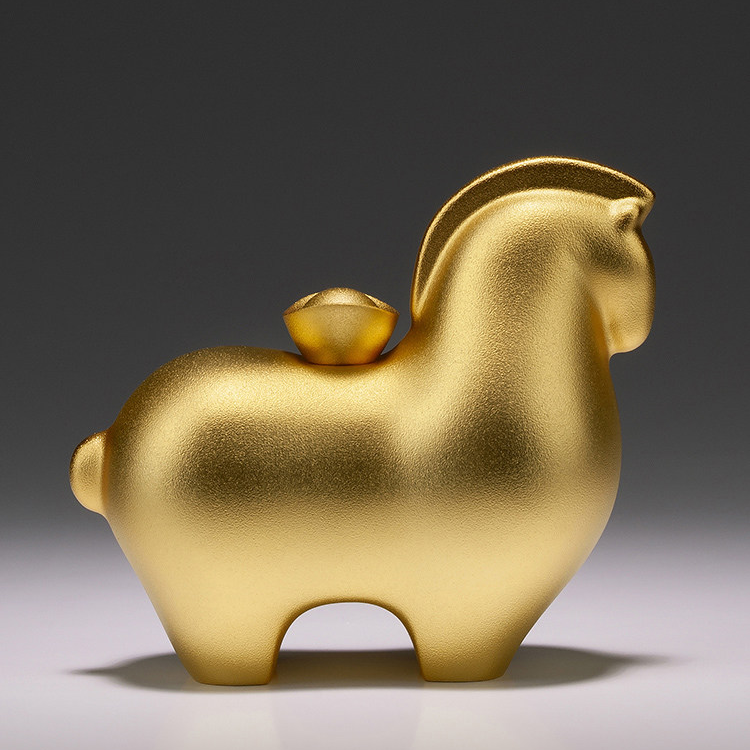 Gold Plated Brass Horse Desktop Decoration