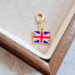 UK enamel country flag keychain charm on a gold tone lobster clasp for keys and bags