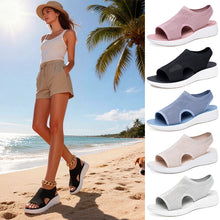 Womens Breathable Knit Open Toe Slingback Wedge Sandals