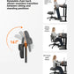 Diagram of the sit stand desk chair backrest rotating about 167 degrees for sitting and standing