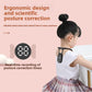 Young child at a desk wearing the black posture trainer with its digital vibration reminder pod