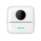 White round faced thermal printer with a large dark circle and a teal light on a white background, X5 white option