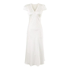 Dot Lace Puff Sleeve Dress