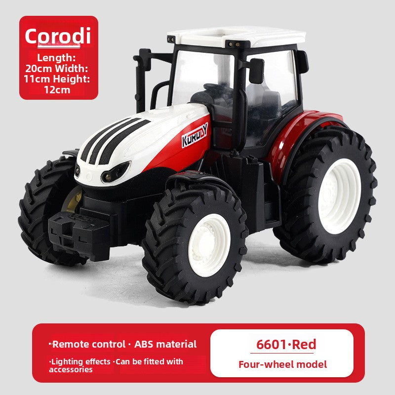 Toy seeder implement that hitches behind the farm tractor for pretend planting