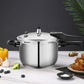 Stainless steel pressure cooker with the pressure limiting valve and float valve on the lid