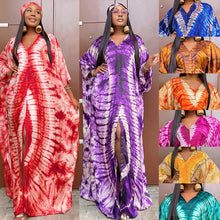 Womens Tie Dye V Neck Batwing Kaftan Maxi Dress