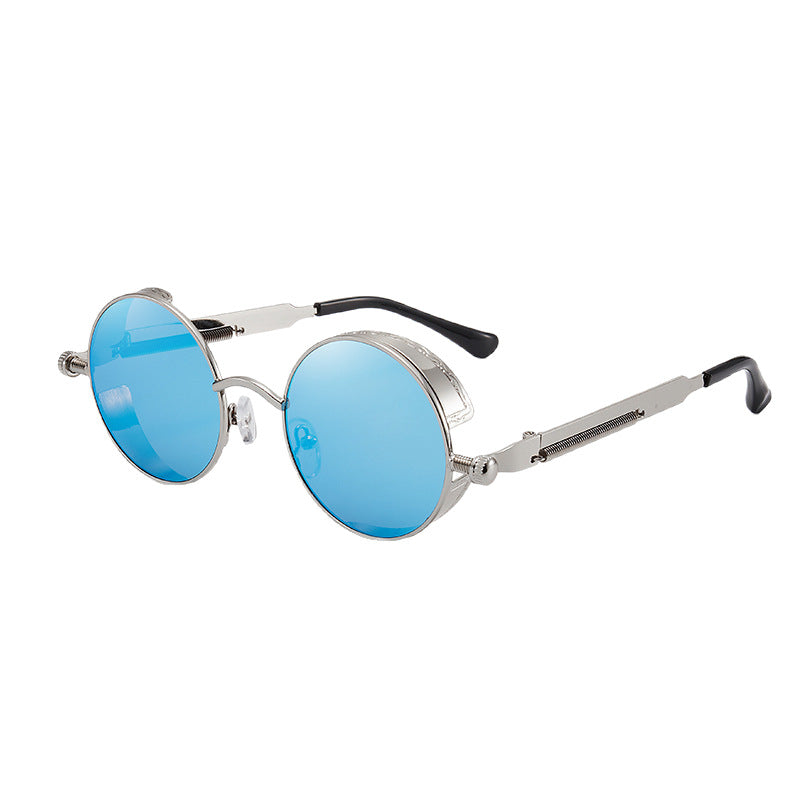Round metal frame sunglasses shown in one of eighteen frame and lens color options