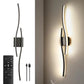 Close up of the wall lamp square base finish and touch button beside the light bar