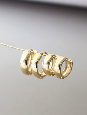 Plain Thick 10K Gold Hoop Earrings