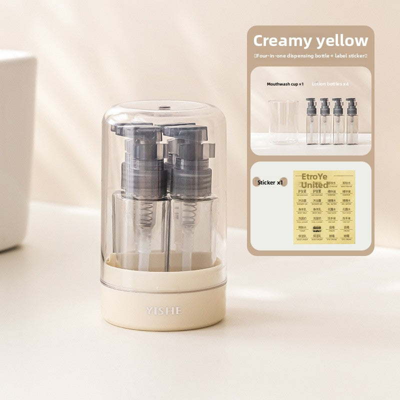 Creamy yellow travel bottle set with pump and mist spray heads