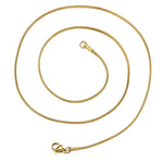 Stainless steel snake bone chain necklace front view in gold tone