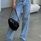High-Waisted Wide-Leg Denim Jeans