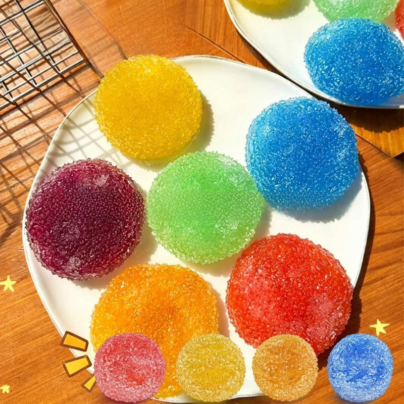 Close view of the crinkled crystal like surface of a round squeeze ball toy