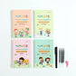 Four grooved magic practice copybooks for preschools with a pen, refills and a fish grip trainer