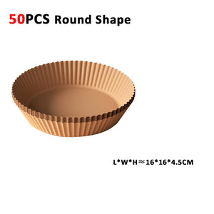 Air Fryer Paper Disposable Airfrying Baking Paper round Square Air Fryer Liners Non-Stick Air Fryer Disposable Paper 50/100Pcs