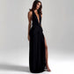 Elegant Halter Neck Deep V Back | styled with daily outfit