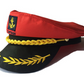 Structured captain hat worn level with the brim shading the eyes