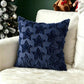 Plush carved cushion cover with a Santa and tree motif raised out of the plush pile