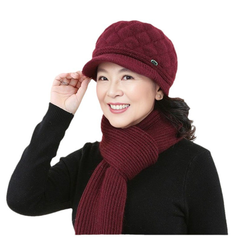 Fleece-Lined Knitted Winter Hat with Scarf Option