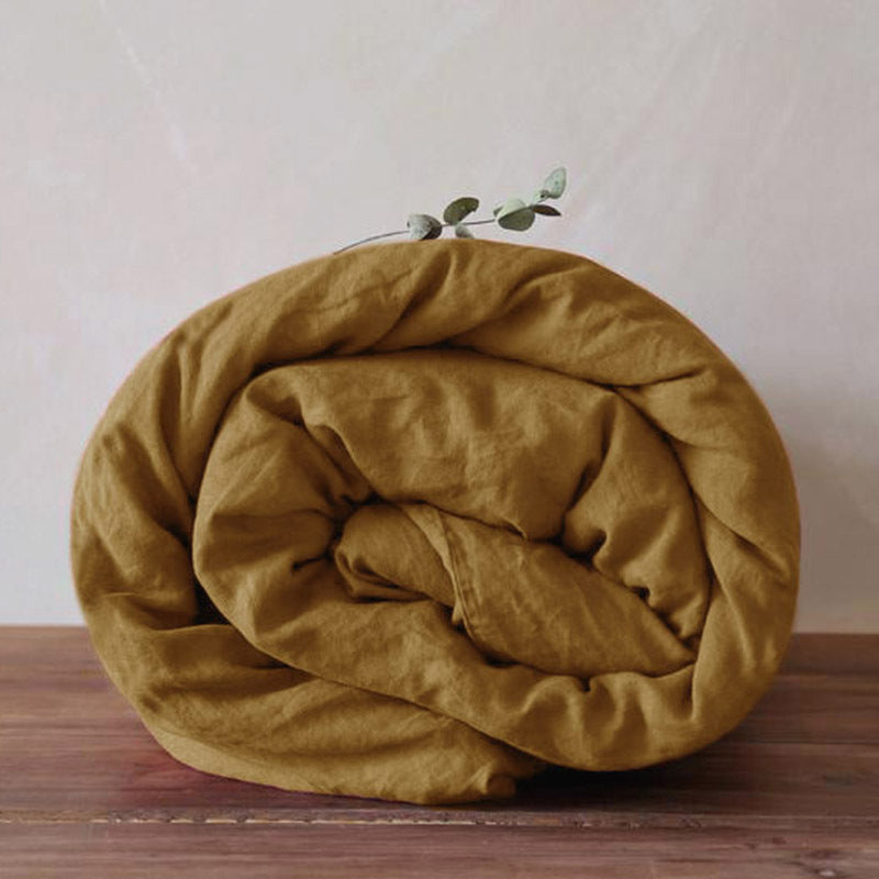 Washed pure linen duvet cover shown loosely draped to show its relaxed fall