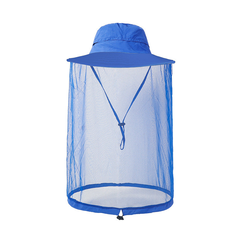 Bug net sun hat shown from the back with the mesh net down over the neck