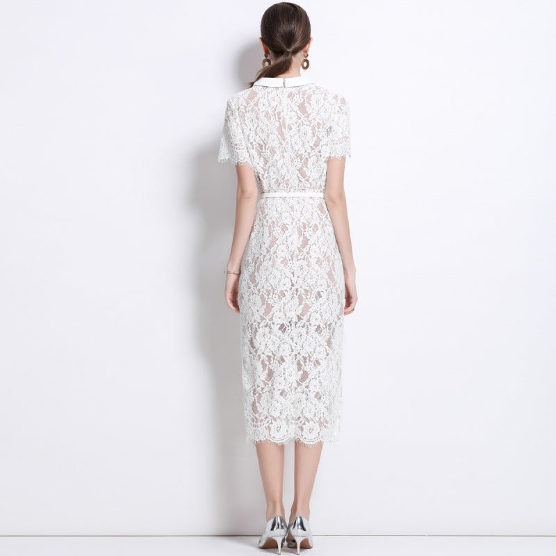 Hollow-Out Lace Maxi Dress | lifestyle in use scene