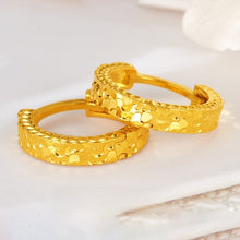 Gold-Plated Copper Huggie Hoop Earrings with Crushed Ice Texture