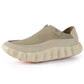 Khaki perforated slip-on loafer with a cream scalloped sole and orange tread nubs, size 43 option photo