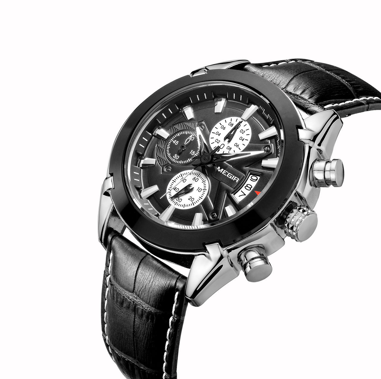 Megir Multifunctional Mens Quartz Watch | top down arrangement layout