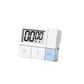 White plastic digital countdown timer shown at a three quarter angle on a white background