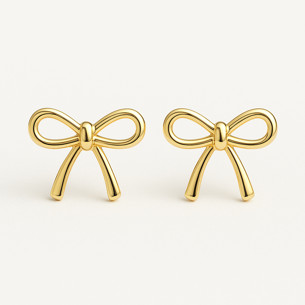 18K gold bow earrings