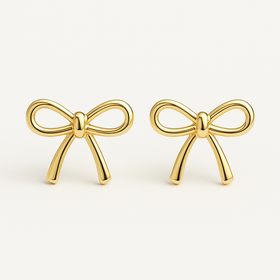 Gold Bow Stud Earrings For Women