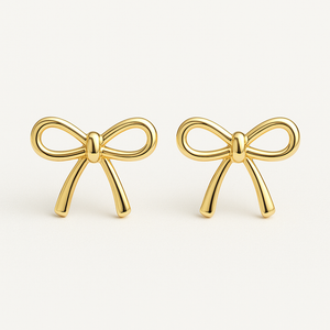 18K Gold Bow Earrings for Women | front view product hero shot