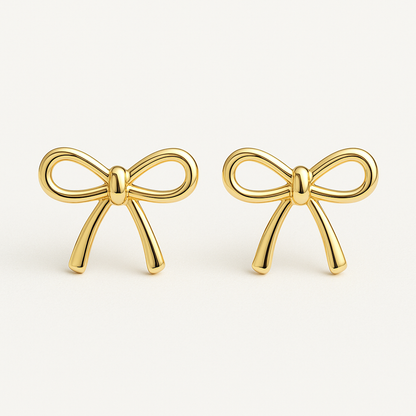18K Gold Bow Earrings for Women | front view product hero shot