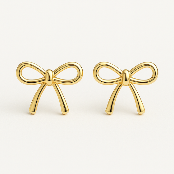 Gold Bow Stud Earrings For Women