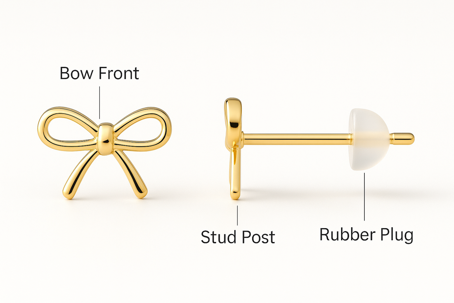 18k gold bow earrings women everyday product for busy day simple errand everyday routine with practical value cleaner us 6