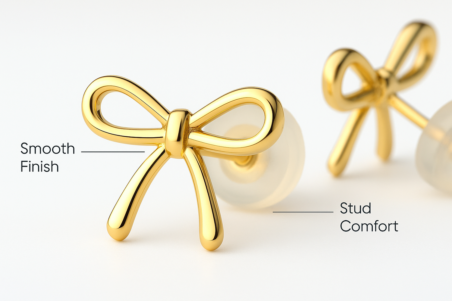 18k gold bow earrings women everyday product for busy day simple errand everyday routine with practical value cleaner us 7